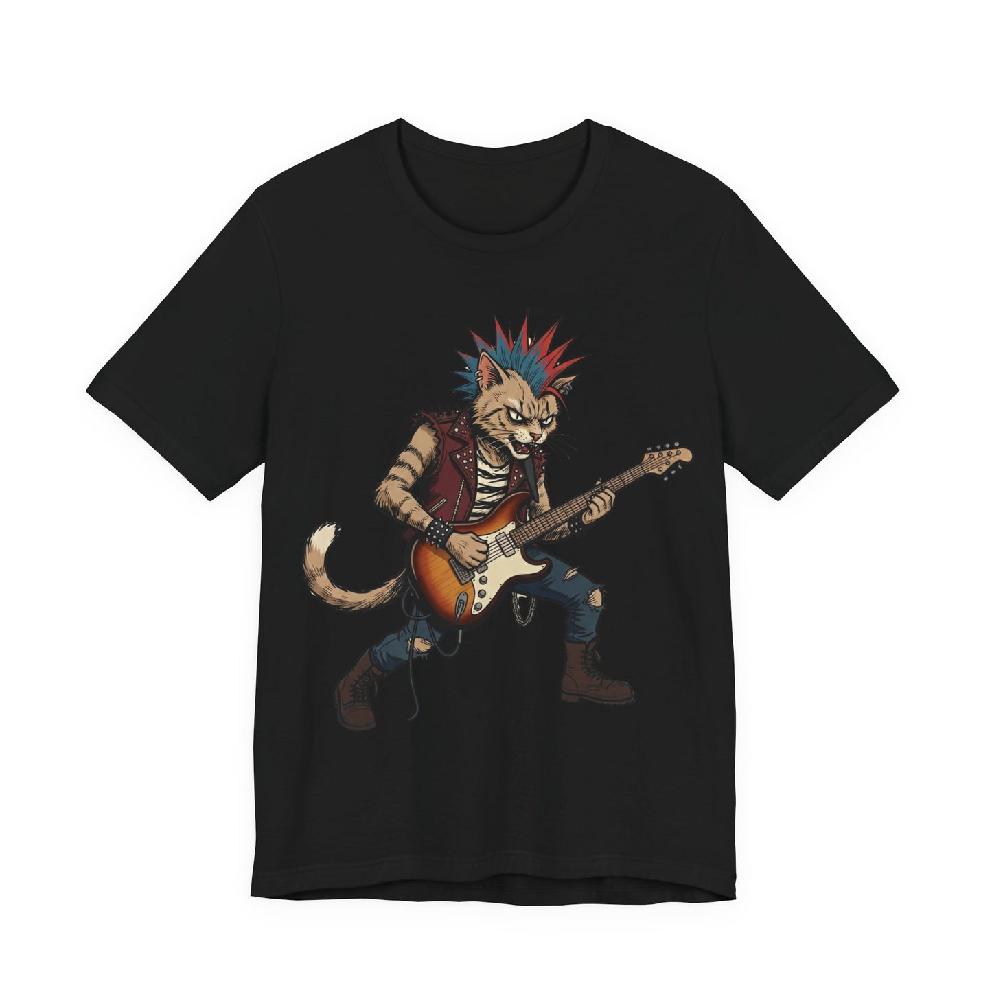 PunkCat - Punk Rock Cat Guitar T-Shirt