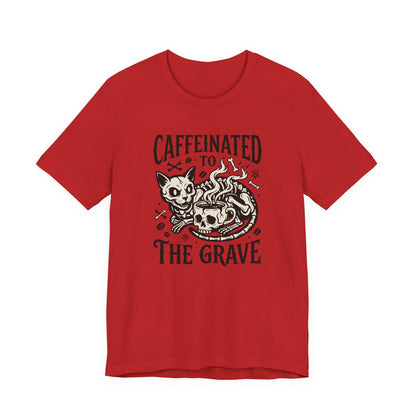 VOID - Caffeinated to the Grave Tee - Coffee Cat Humor Shirt