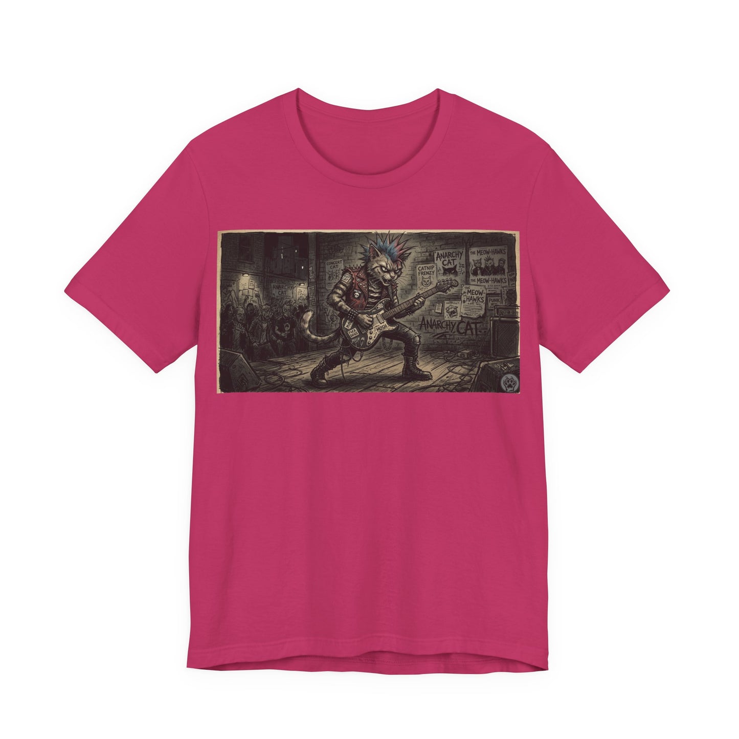PunkCat At The Club -  Punk Rock T‑Shirt — Punk Cat Guitarist Design