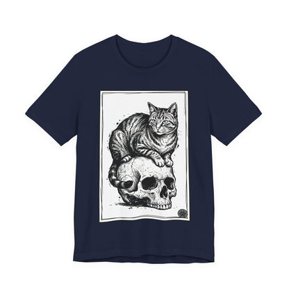 DarkArts Collection - Cat & Skull 2 T‑Shirt — Gothic Cat Skull Graphic Tee