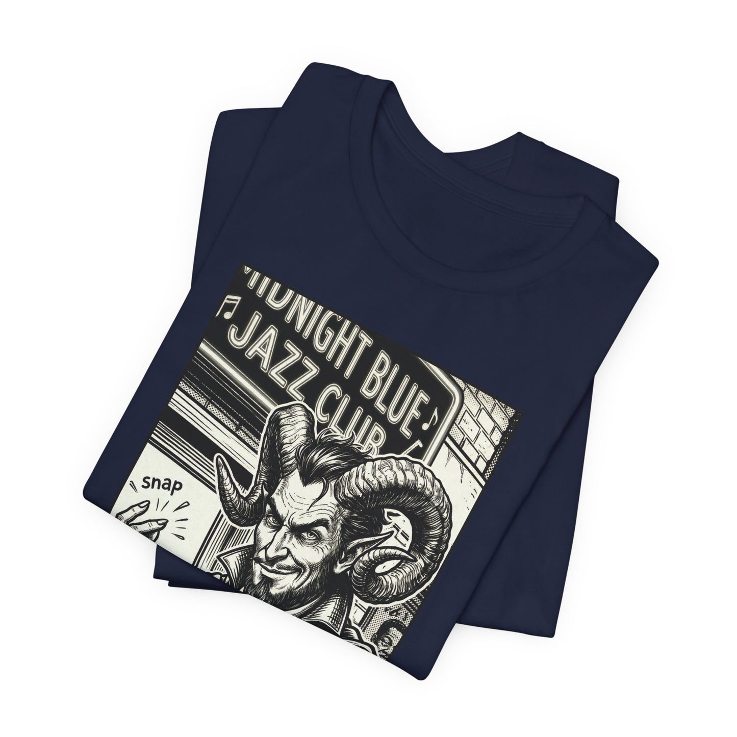 BLZB - Finger Snap Jazz Club Graphic Tee — 'Midnight Blue Jazz Club' Vintage Devil Illustration