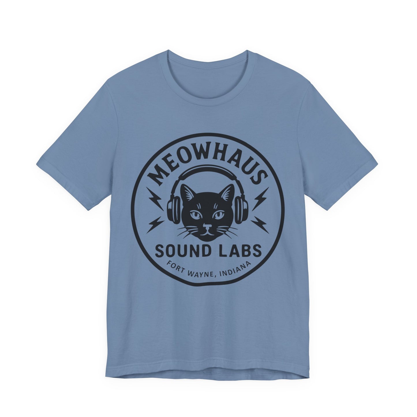 Meowhaus Sound Labs Cat Logo Tee - Large Clear Logo - Fort Wayne Indiana Audio Sound Music Recording Production Studio
