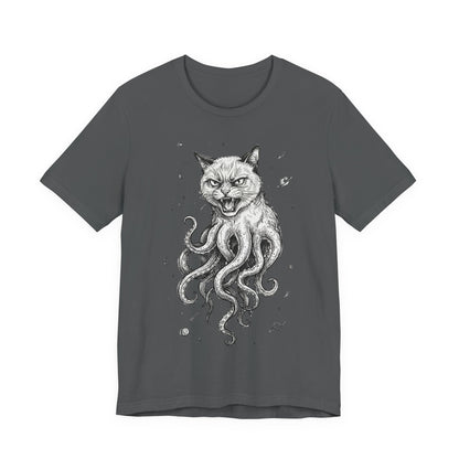 Alien Cat in Space - Cat-Octopus Graphic Tee — Cosmic Kitty Cthulhu Illustration T-Shirt
