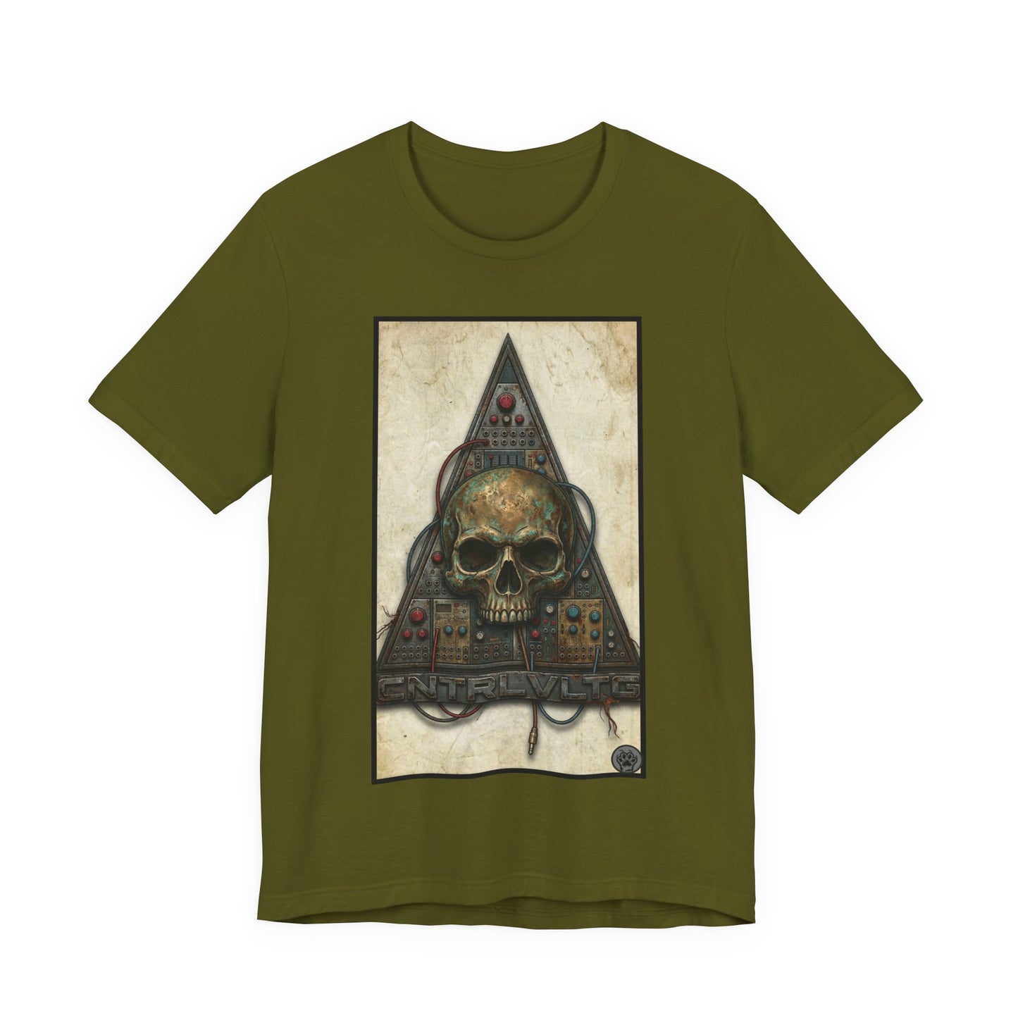CV - Control Voltage - Ancient Skull Modular Analog Synth Tee — Retro Electronic Skull Graphic T-Shirt