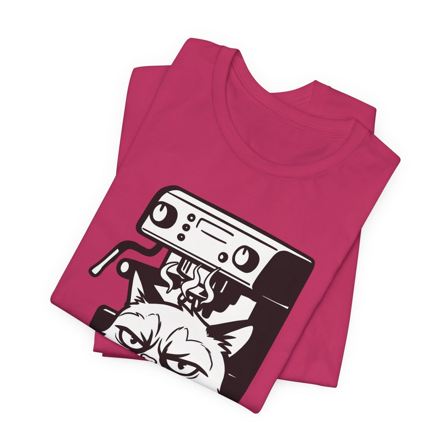 VOID - Annoyed Cat Coffee Tee — Funny Sarcastic Cat Barista Shirt with Coffee & Espresso Machine
