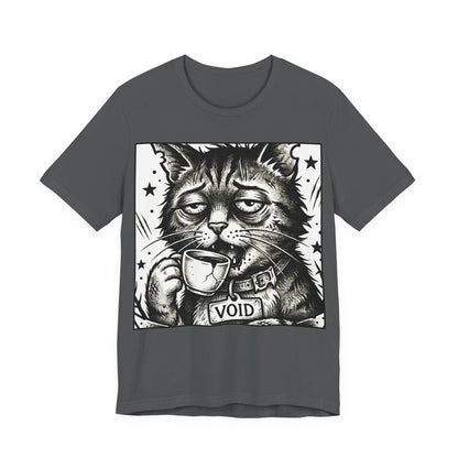 VOID - The Original Void Cat Tee — Tired Moody Cat Drinking Coffee Graphic T-Shirt