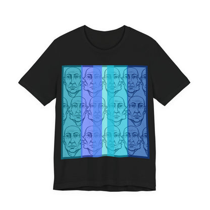 HotGossip - Blue - Pop Art Faces Tee — Blue Gradient Repeated Portrait Graphic T-Shirt