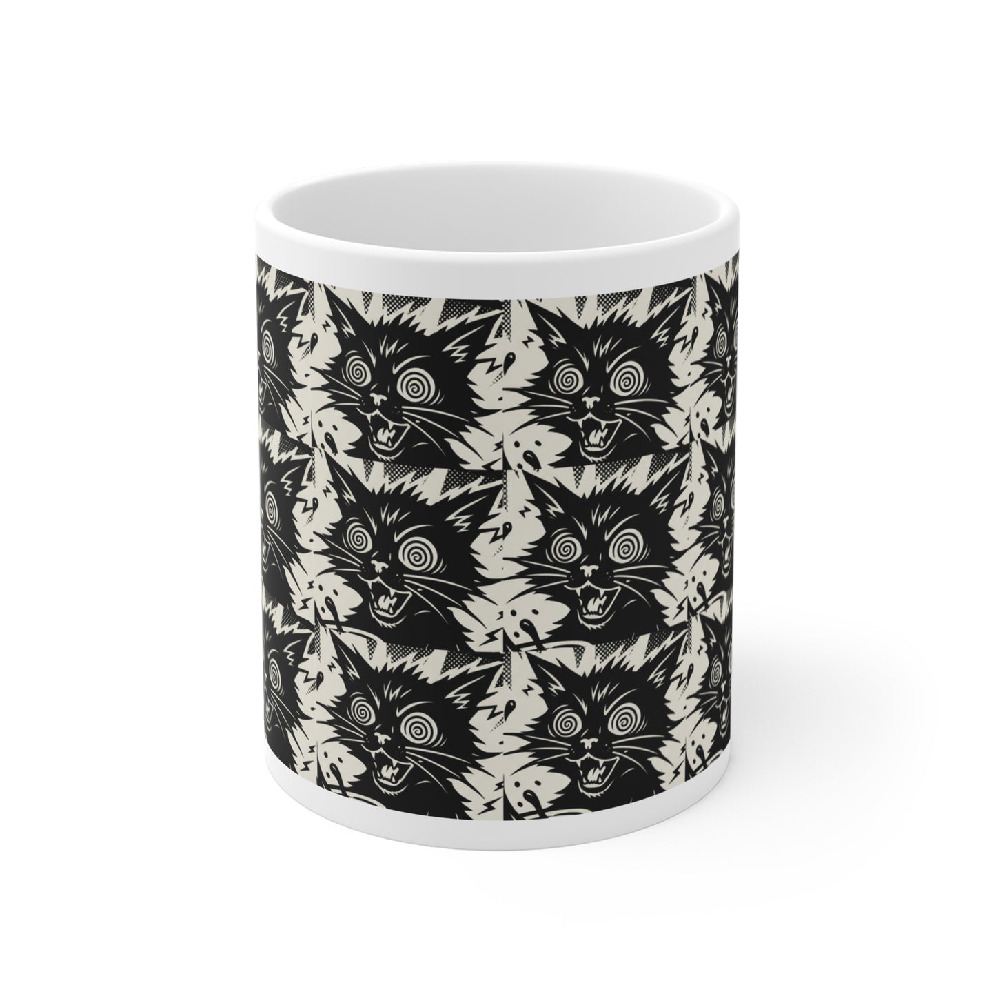 VOID - Black Cat Pattern Mug – 11oz Halloween & Cat Lover Coffee Cup