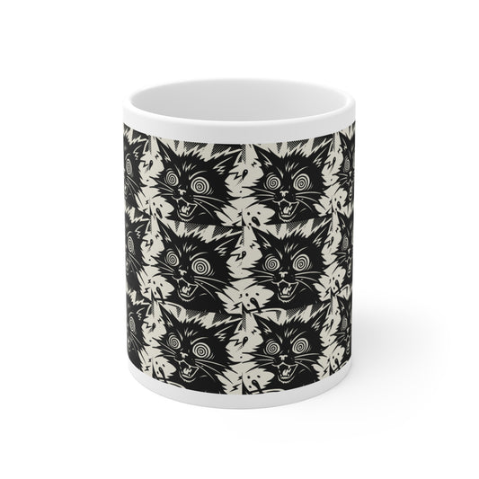 VOID - Black Cat Pattern Mug – 11oz Halloween & Cat Lover Coffee Cup