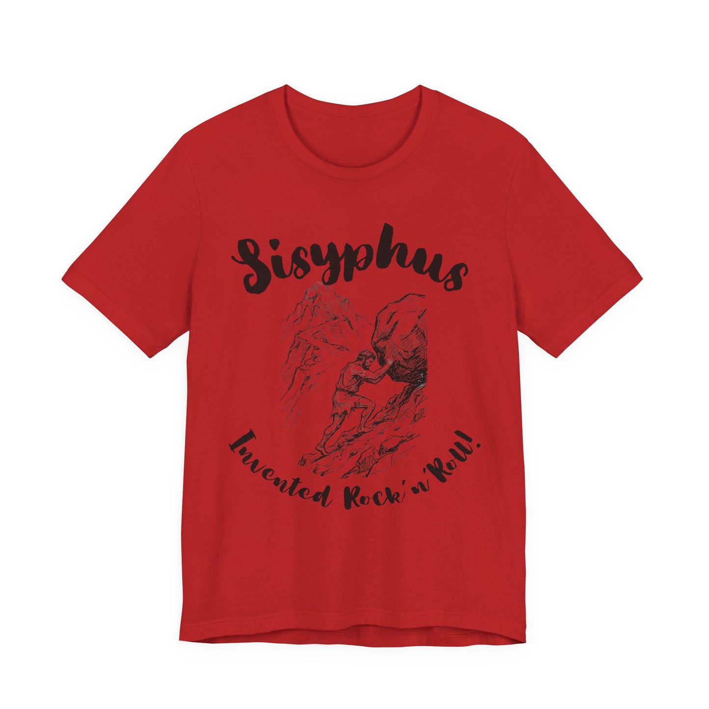 Greek Mythology Humor - Sisyphus T‑Shirt — 'Invented Rock 'n' Roll' Vintage Mythology Tee - Elvis Who?