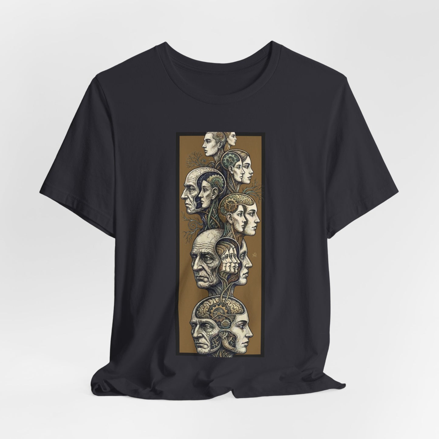 Family of Thought - Gold - Anatomical Heads Vertical Collage T-Shirt