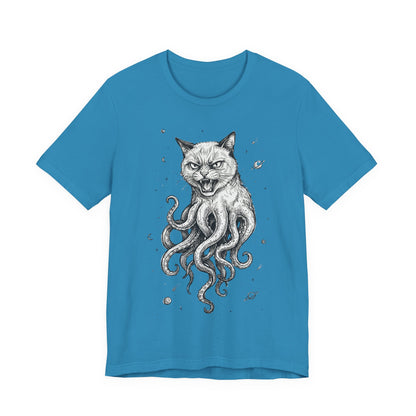 AlienCat In Space! - Cat-Octopus Hybrid Tee — Surreal Space Graphic T-Shirt