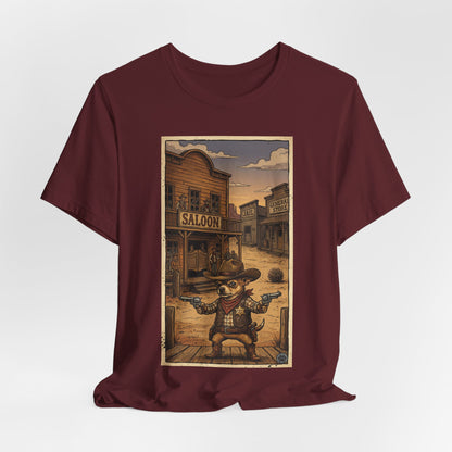 SheriffPaco - Vertical - Chihuahua Sheriff Western Saloon Showdown T-Shirt — Vintage Cowboy Sheriff Puppy Dog Graphic Tee