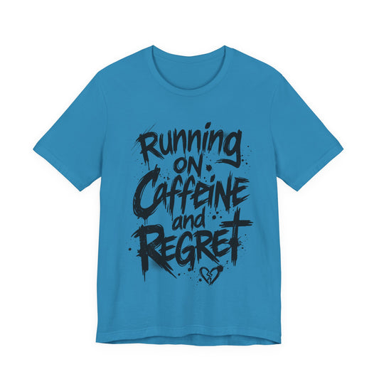 VOID - 'Running on Caffeine and Regret' Version 3 - Coffee Cat Graphic T‑Shirt
