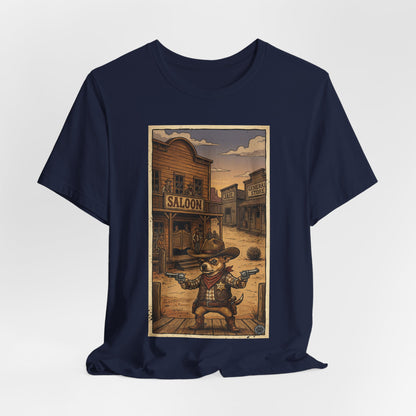SheriffPaco - Vertical - Chihuahua Sheriff Western Saloon Showdown T-Shirt — Vintage Cowboy Sheriff Puppy Dog Graphic Tee