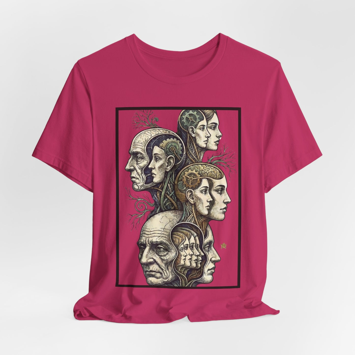 Family of Thought - Crop - Evolution of Minds T-Shirt — Surreal Human Faces Art Tee