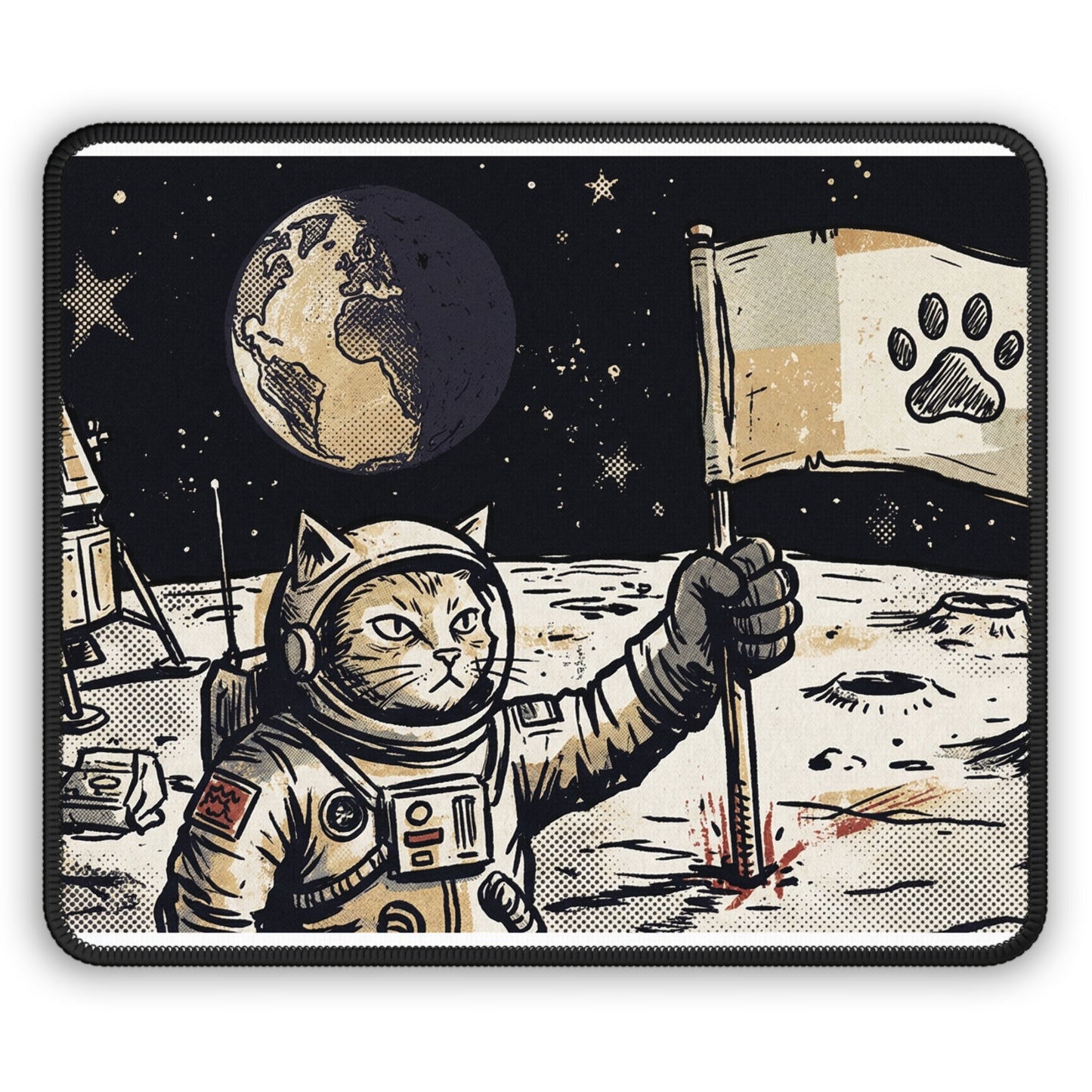 SpaceCat Conquers The Moon! - Cat Astronaut Hero Moon Landing Mousepad