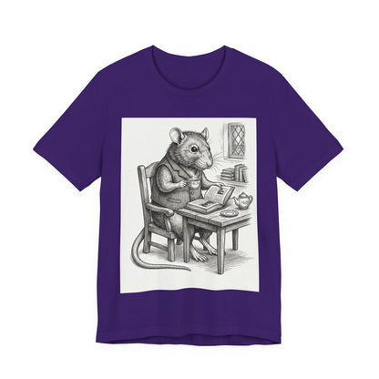 Ratney - "Cup of Tea & A Good Book" - Rodent Scholar T‑Shirt — Vintage Style Illustration of a Reading Rat with Tea