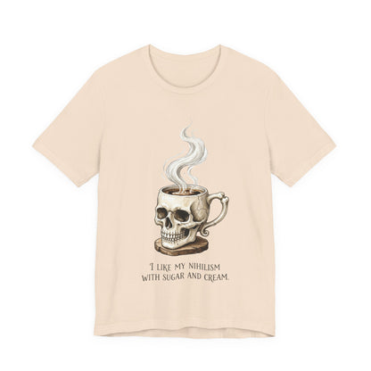 VOID - Tattoo Skull Coffee Tee — "I Like My Nihilism With Sugar and Cream" Graphic T-Shirt