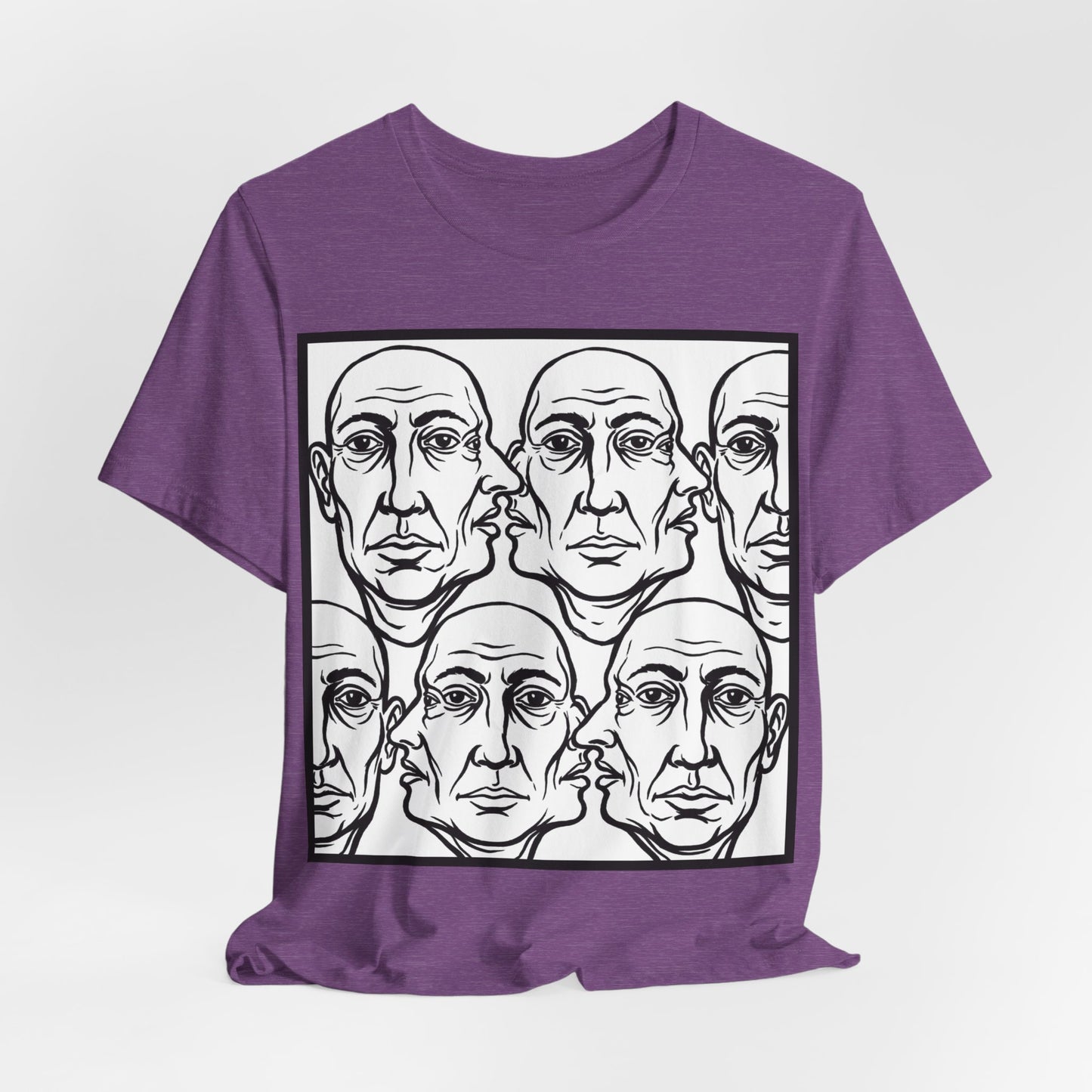 HotGossip - Version 2 - Monochrome Repeating Faces Tee – Abstract Expressionist Portrait T-Shirt