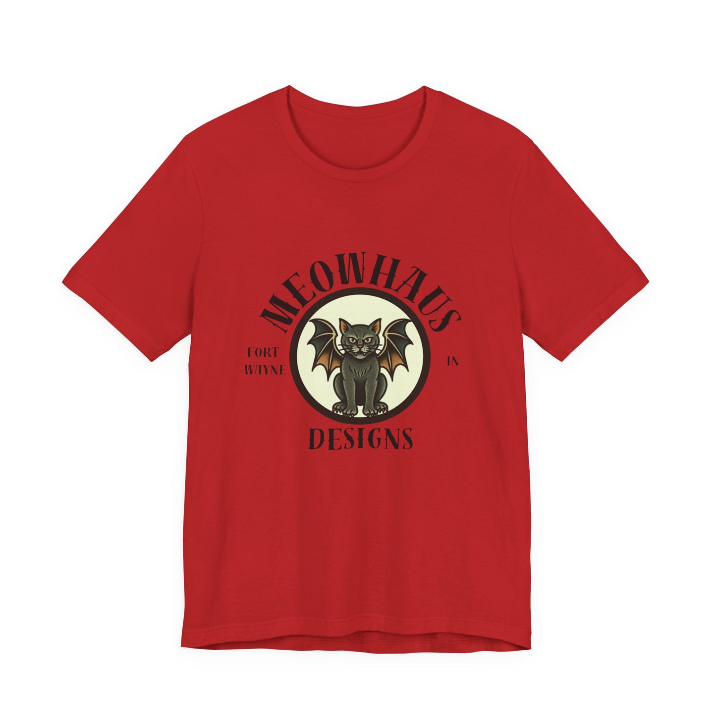 MHD - Emblem - Vintage Tattoo Cat Bat Logo Tee — “Meowhaus Designs” Graphic T-Shirt