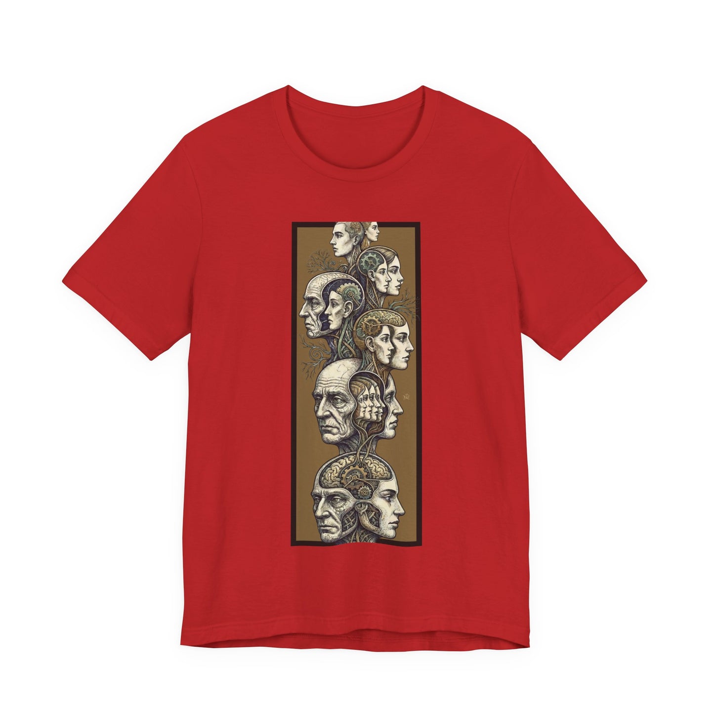 Family of Thought - Gold - Anatomical Heads Vertical Collage T-Shirt