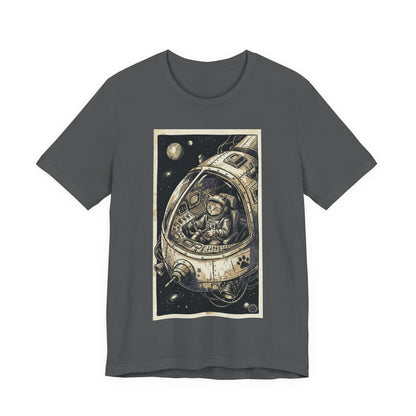 SpaceCat - To The Rescue! - Cat Astronaut in Rocket Capsule Graphic Tee – Vintage Style Space Pilot Illustration