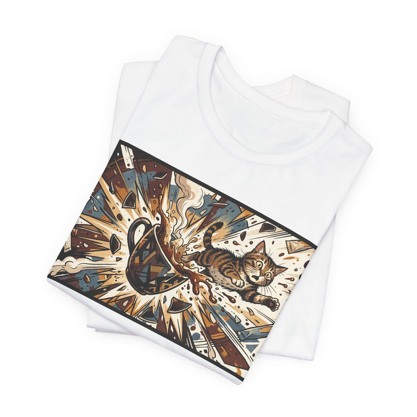 VOID - Coffee Cup Explosion Art Tee — Retro Abstract Coffee Splash T-Shirt