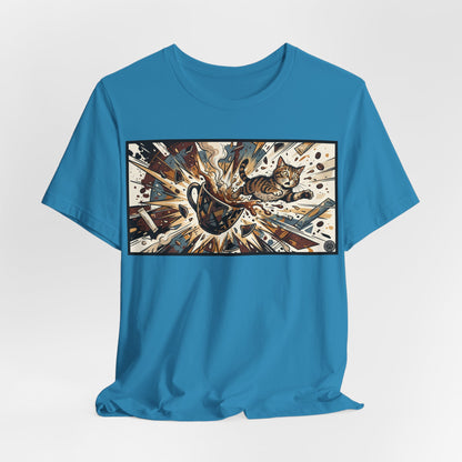 VOID - Coffee Cup Explosion Art Tee — Retro Abstract Coffee Splash T-Shirt