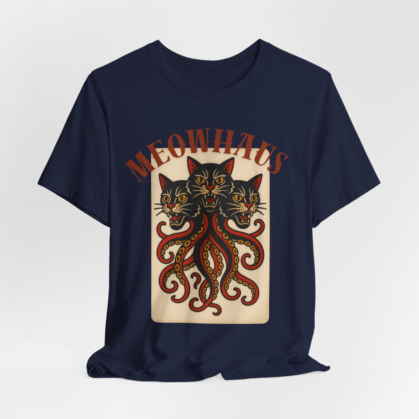 The Magic Three - Vintage Tattoo Meowhaus Cat-Octopus Graphic Tee
