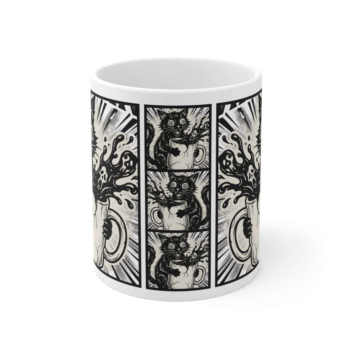 VOID - Spooky Cat Coffee Mug — Black Cat Pouring Magic 11oz Ceramic Mug