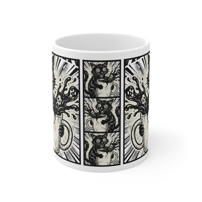 VOID - Spooky Cat Coffee Mug — Black Cat Pouring Magic 11oz Ceramic Mug
