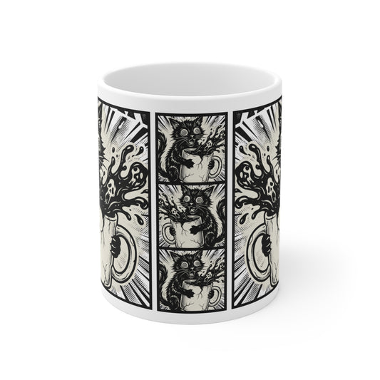 VOID - Spooky Cat Coffee Mug — Black Cat Pouring Magic 11oz Ceramic Mug