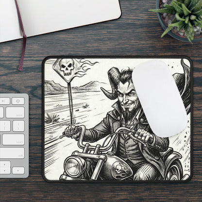 BLZB - Motorcycle - Devil Biker Harley Gaming Mouse Pad — Gothic Skull Rider Desk Mat