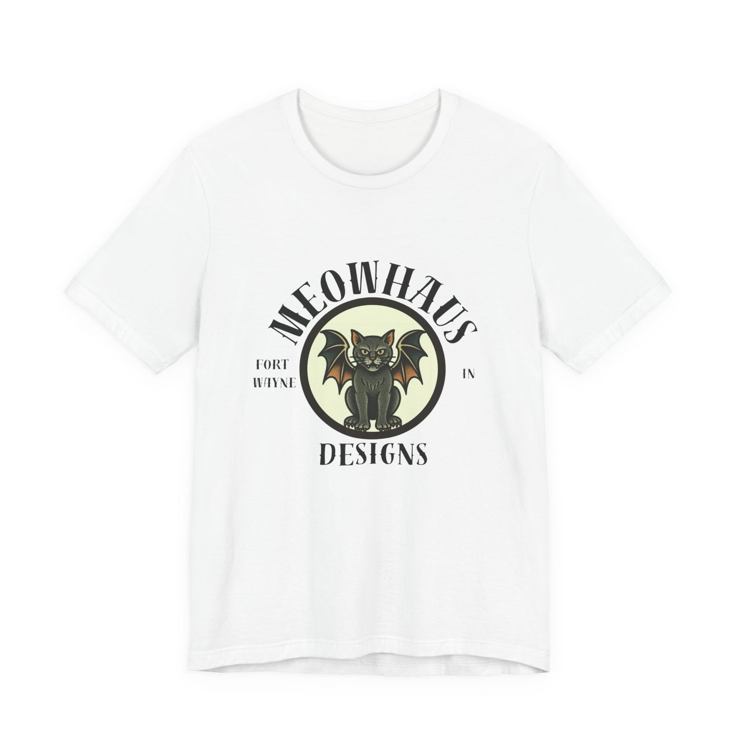 MHD - Emblem - Vintage Tattoo Cat Bat Logo Tee — “Meowhaus Designs” Graphic T-Shirt
