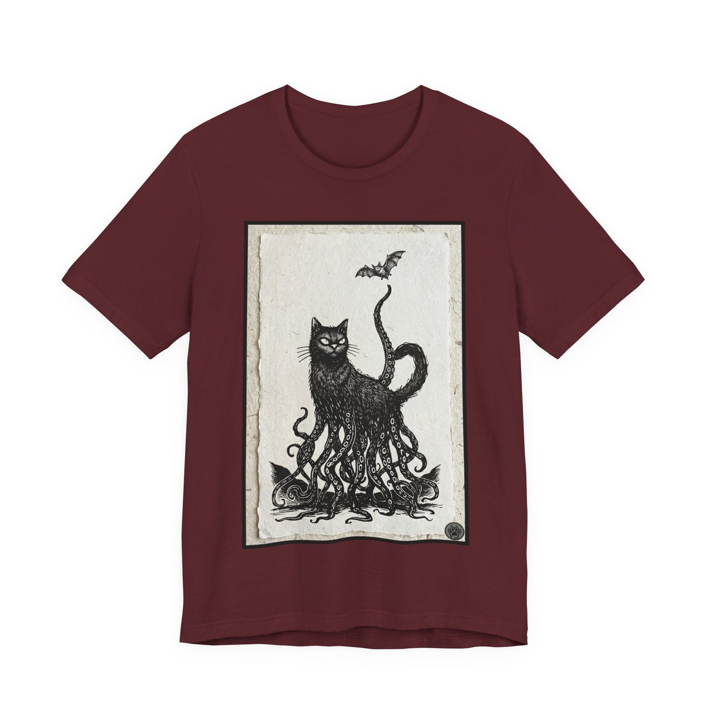 OctoCat Catching a Bat - Vintage Paper - Mystic Cat Kraken Tee — Gothic Cat T‑Shirt