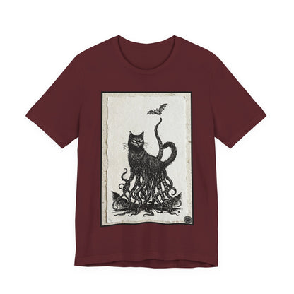 OctoCat Catching a Bat - Vintage Paper - Mystic Cat Kraken Tee — Gothic Cat T‑Shirt