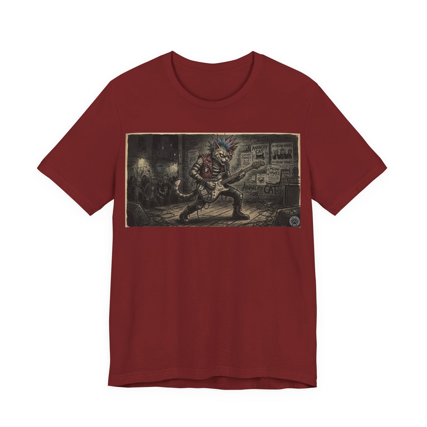 PunkCat At The Club -  Punk Rock T‑Shirt — Punk Cat Guitarist Design