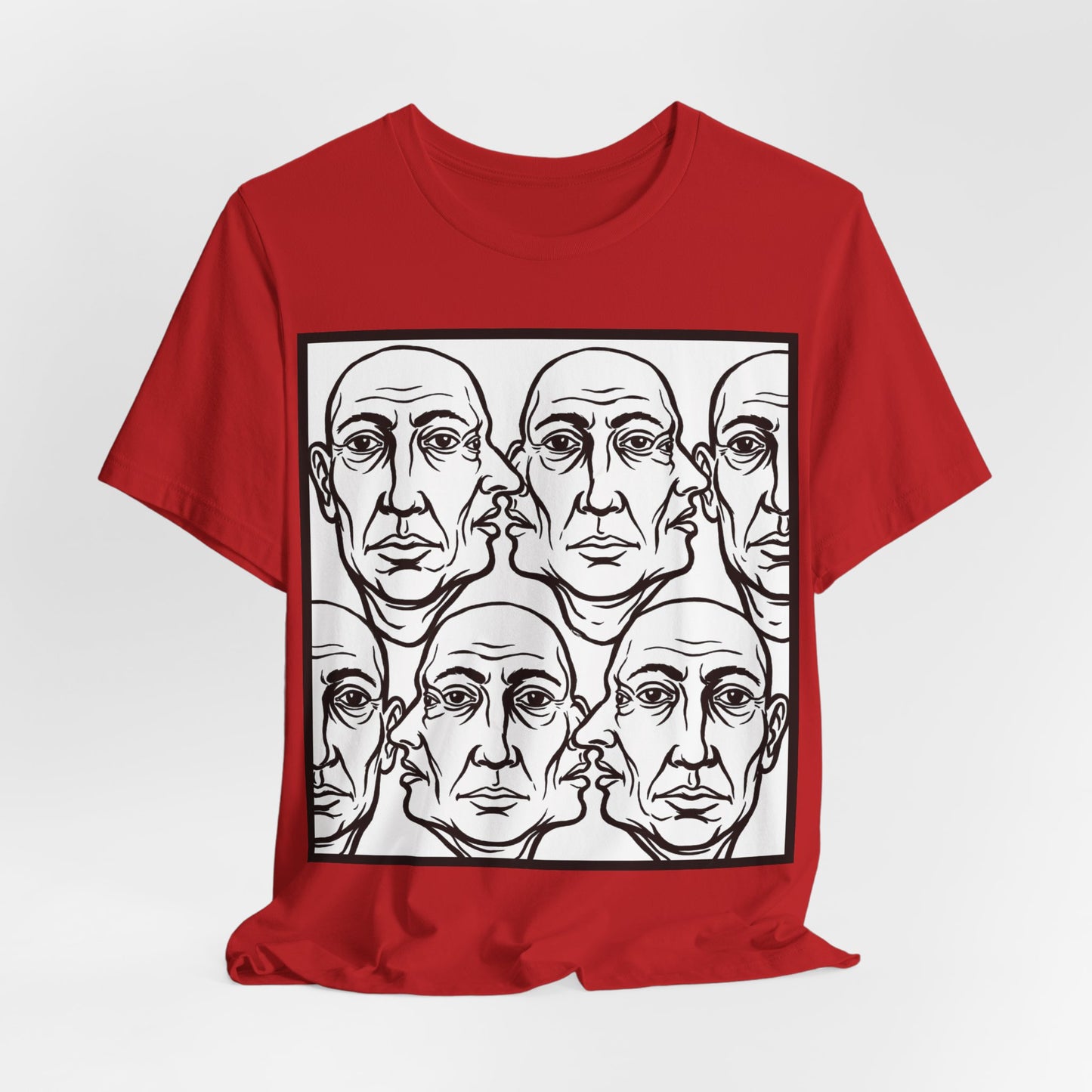 HotGossip - Version 2 - Monochrome Repeating Faces Tee – Abstract Expressionist Portrait T-Shirt