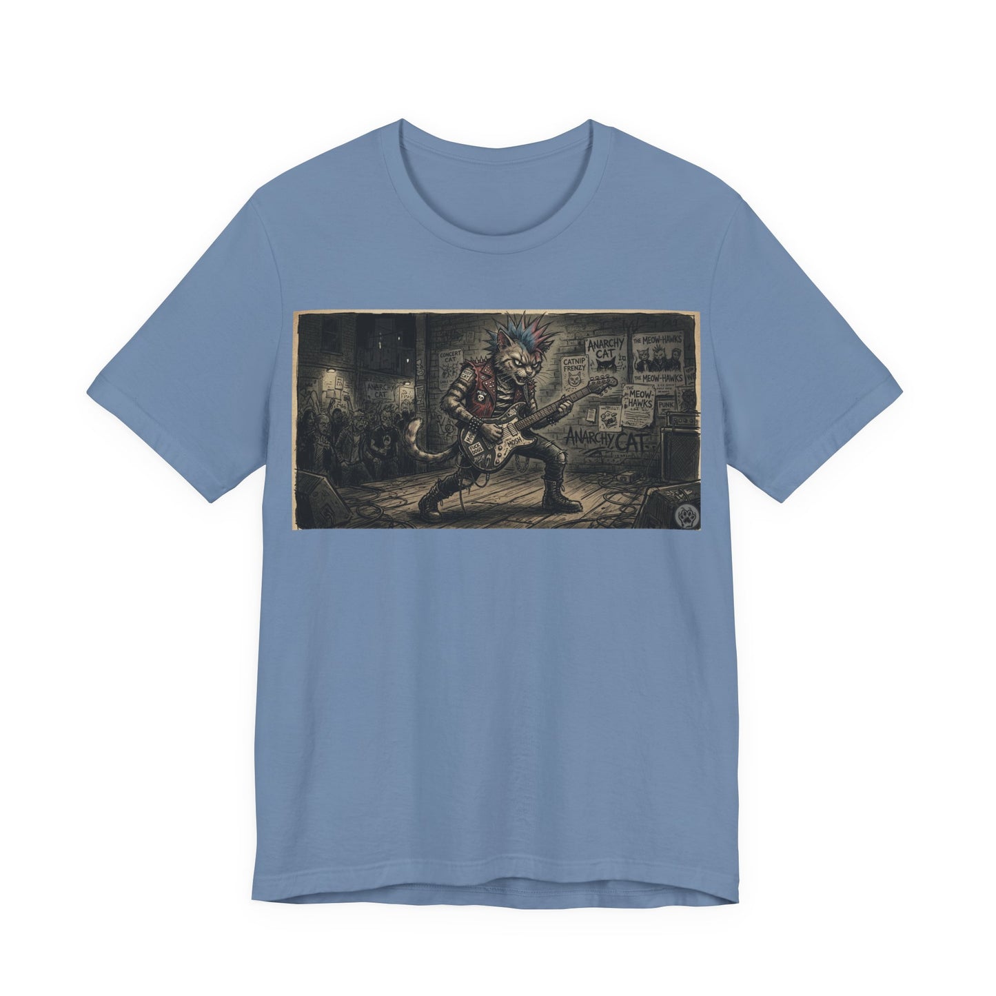 PunkCat At The Club -  Punk Rock T‑Shirt — Punk Cat Guitarist Design