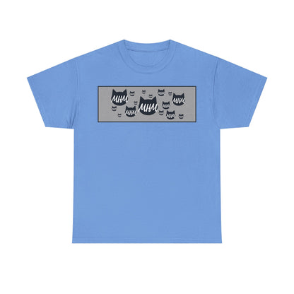 MHM - Logo w/ Grey Stripe - Scattered Cat Faces Graphic Tee