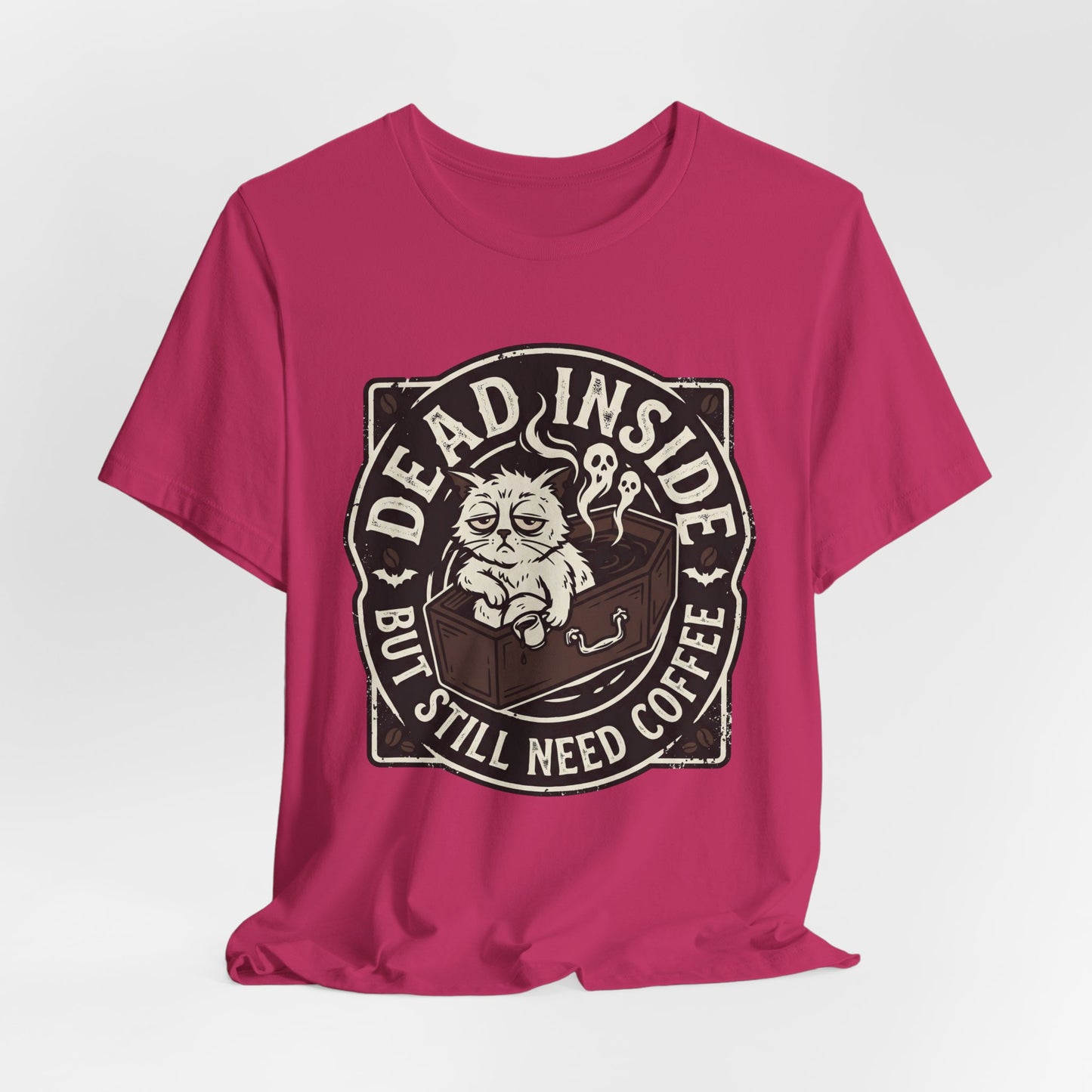 VOID - Dead Inside But Still Need Coffee T-Shirt - Coffee Cat Humor Tee