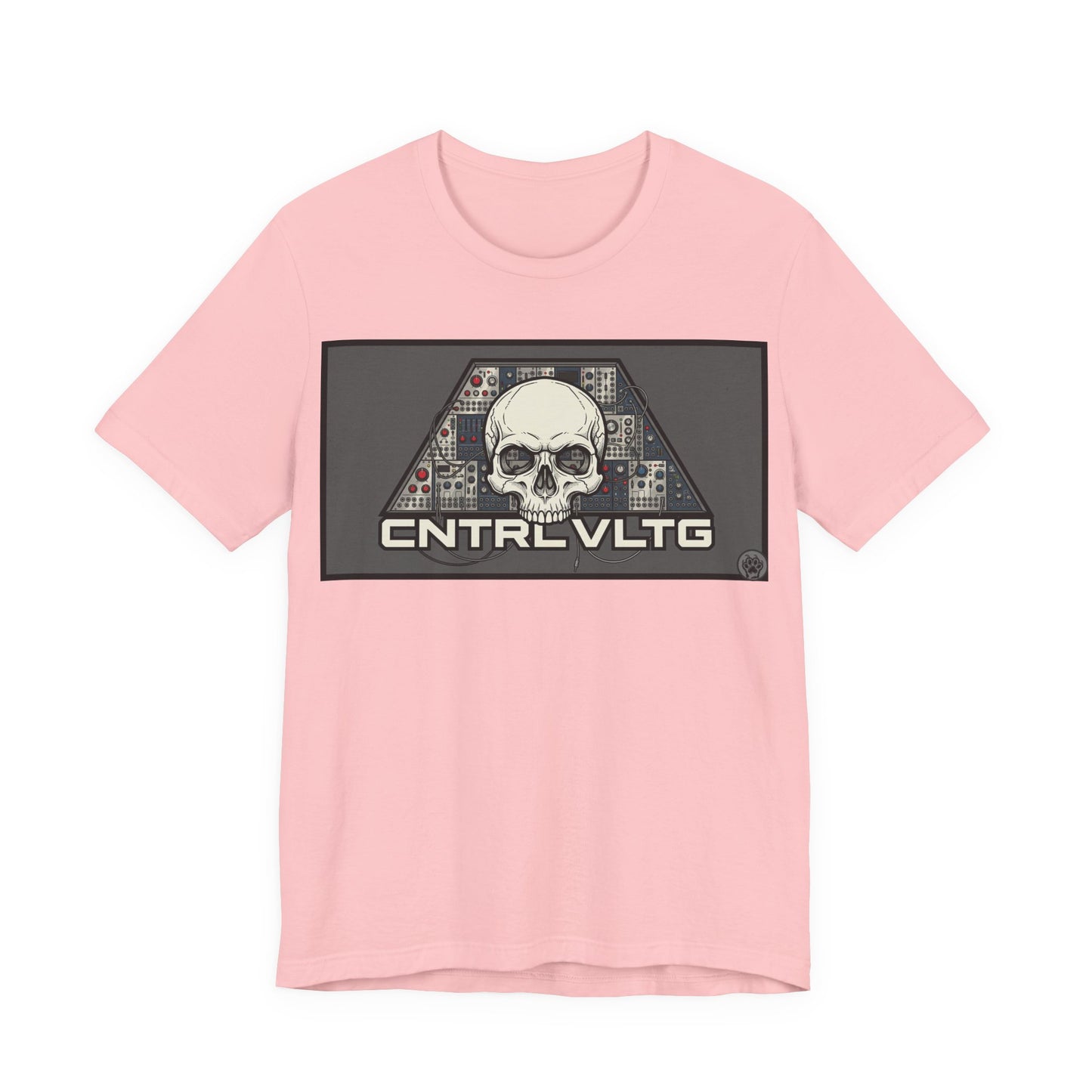 CV Control Voltage - TriBase Grey - Skull Modular Synth Analog Circuit 'CNTRL VLTG' Graphic Tee - Retro Tech Skull T-Shirt