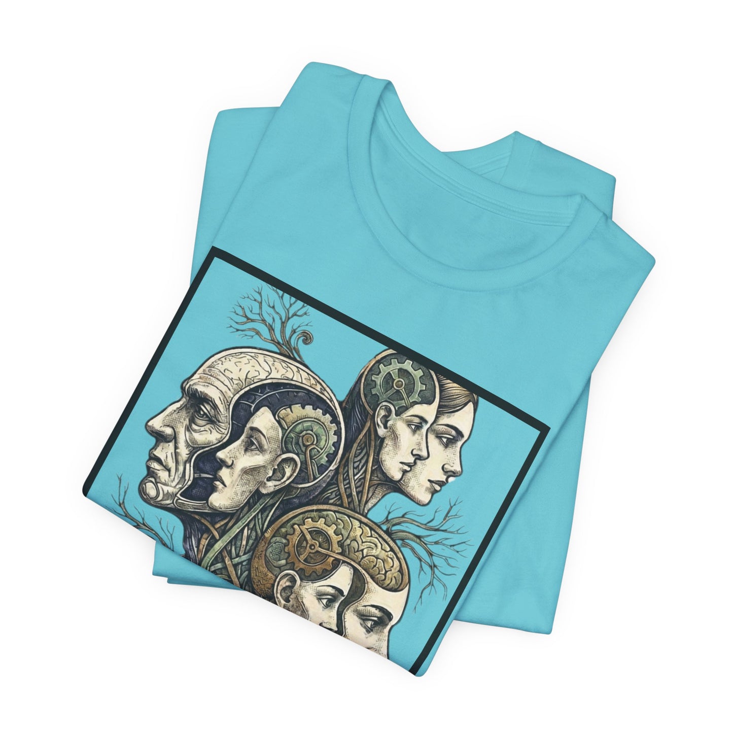 Family of Thought - Crop - Evolution of Minds T-Shirt — Surreal Human Faces Art Tee
