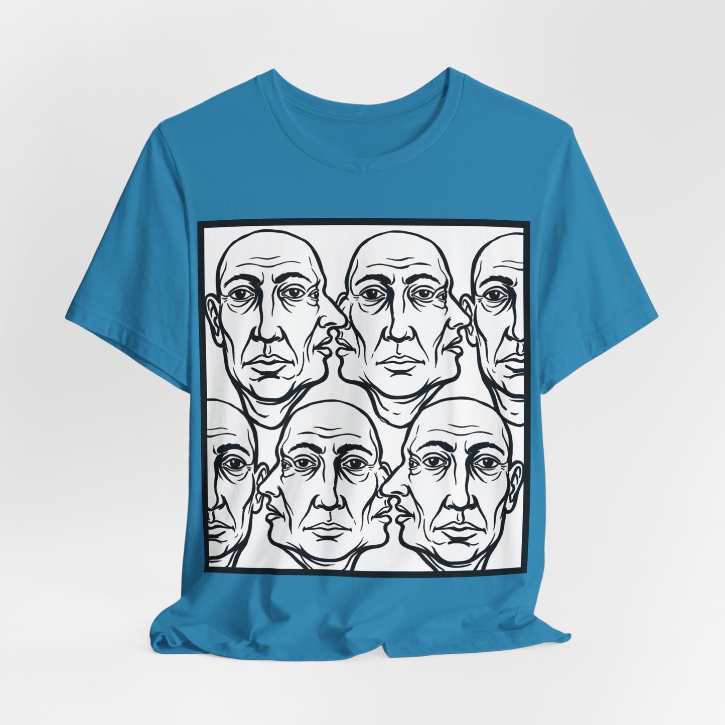 HotGossip - Version 2 - Monochrome Repeating Faces Tee – Abstract Expressionist Portrait T-Shirt
