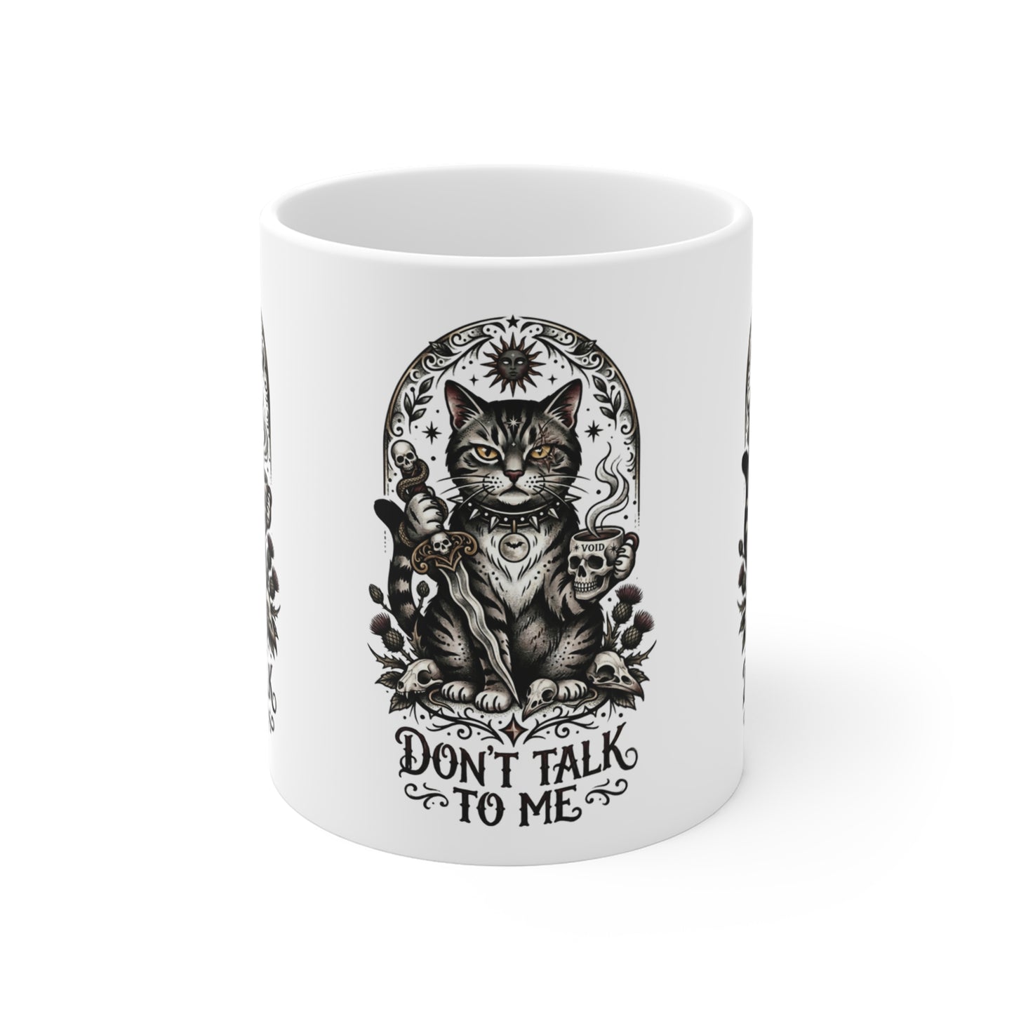 VOID - Don't Talk To Me Cat Mug — 11oz Gothic Cat Coffee Cup