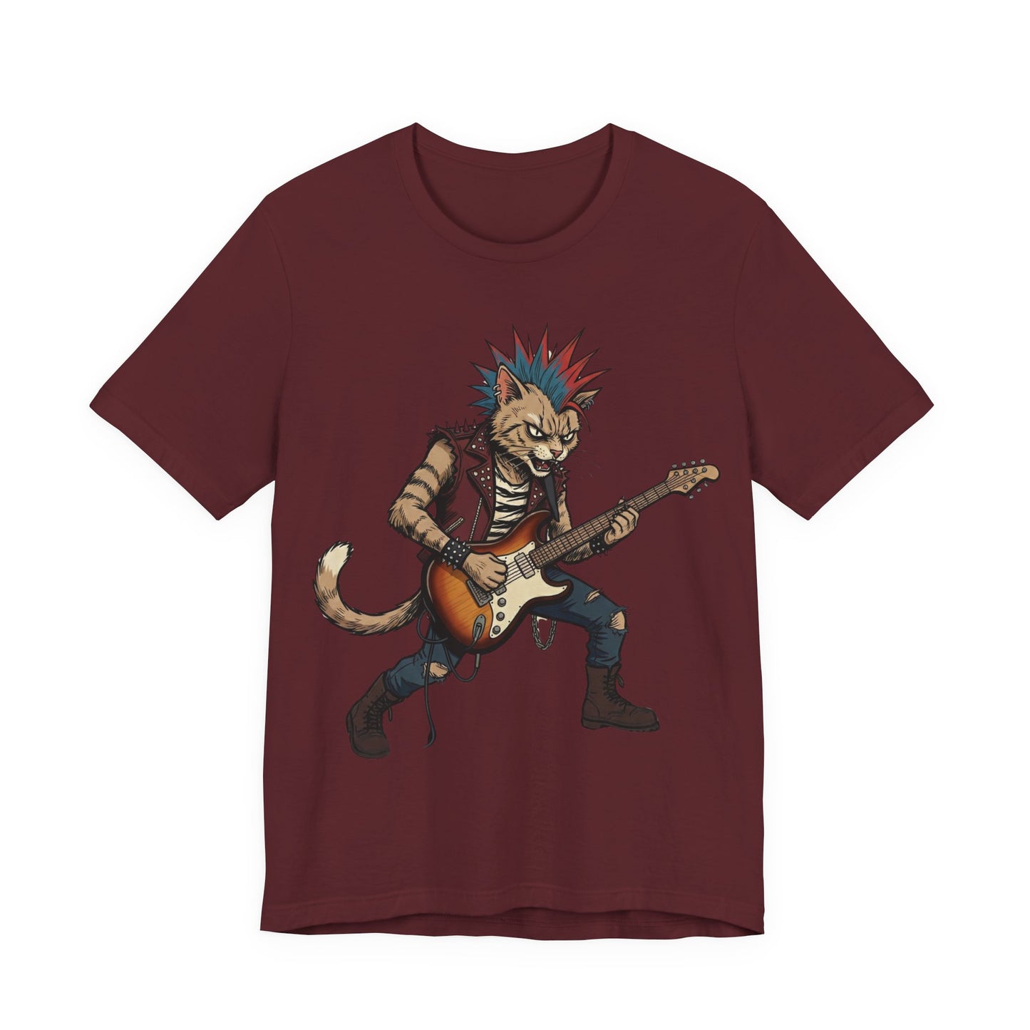 PunkCat - Punk Rock Cat Guitar T-Shirt