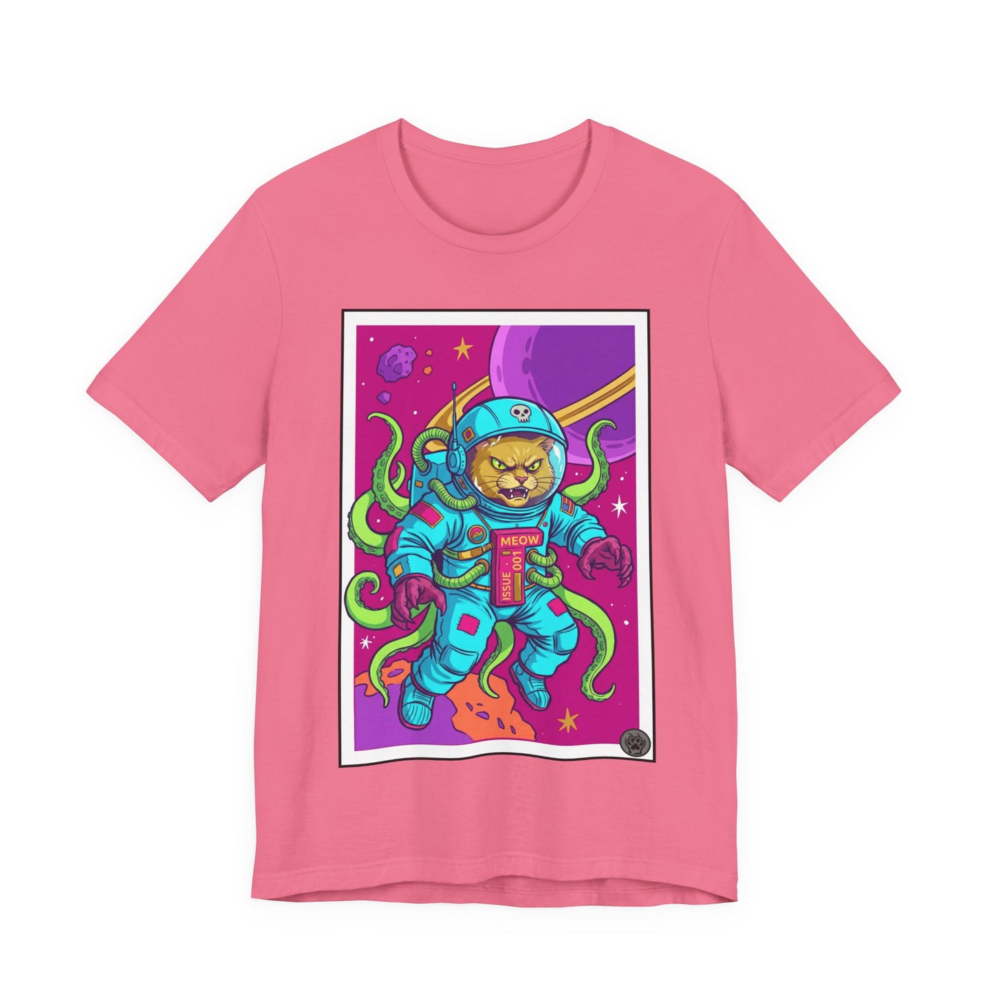 AlienCat Astronaut In Space! - Full Color! - Astronaut Cat Graphic Tee — Space Cat with Tentacles Illustration