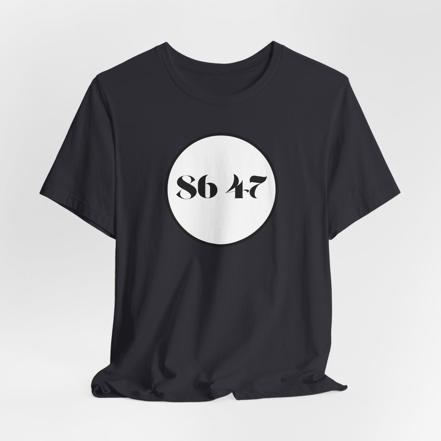 86 47 - Clean, Clear & Concise - Vintage Circle Number Tee — "86 47" Graphic T-Shirt