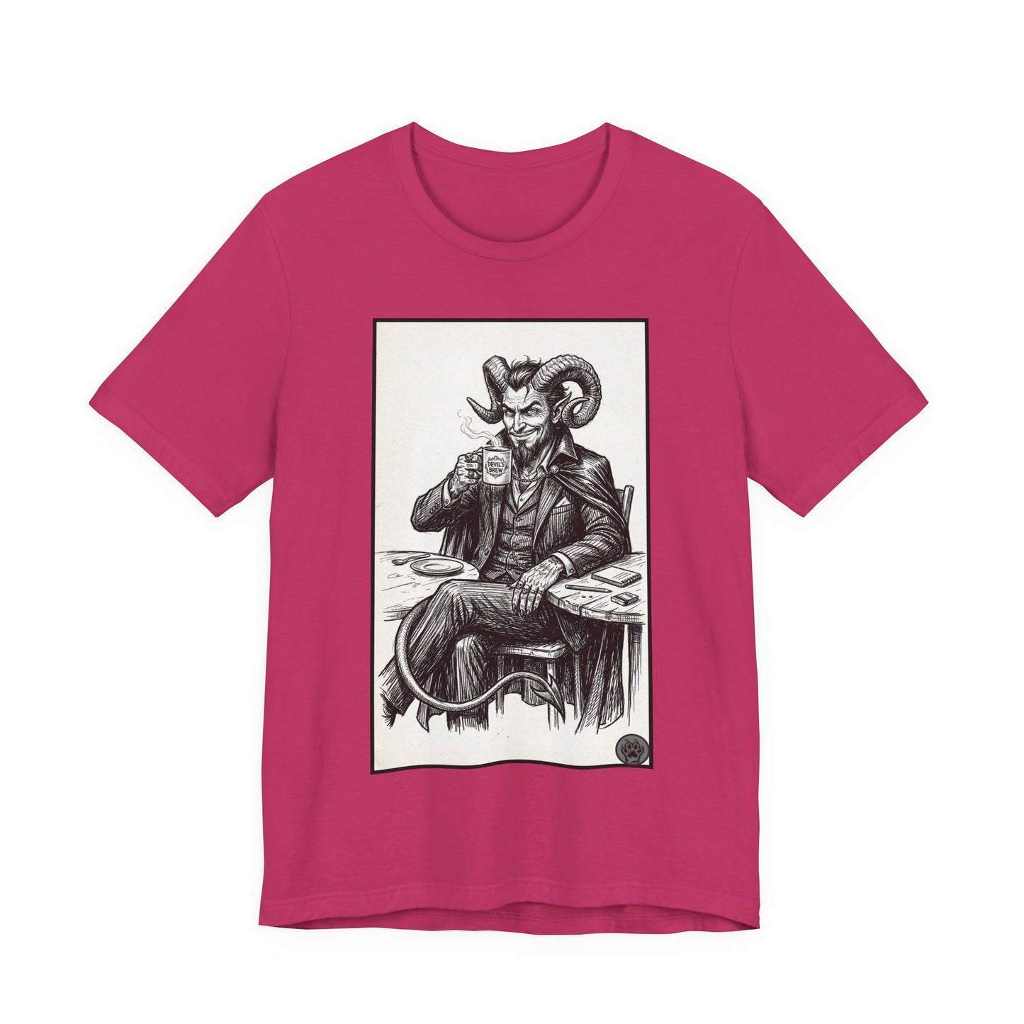 Devil's Brew - Coffee - Devil in a Suit Graphic Tee — Vintage Demon Illustration T-Shirt